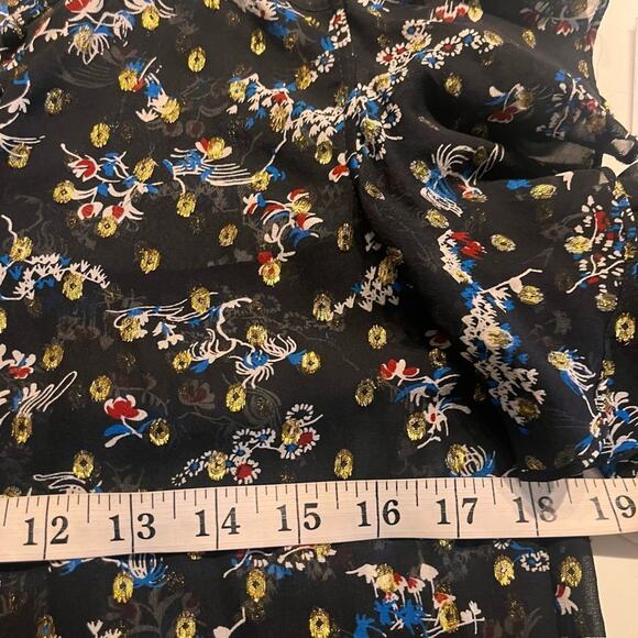 Veronica Beard Silk Metallic Floral Cold Shoulder Blouse-Size 2 - Picture 10 of 11